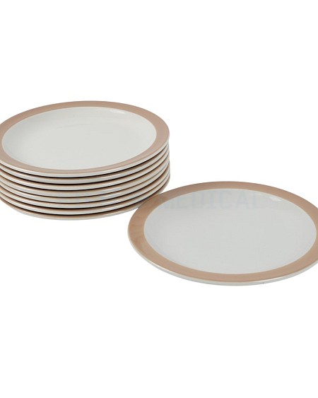 Brown Rim Plates 23cm